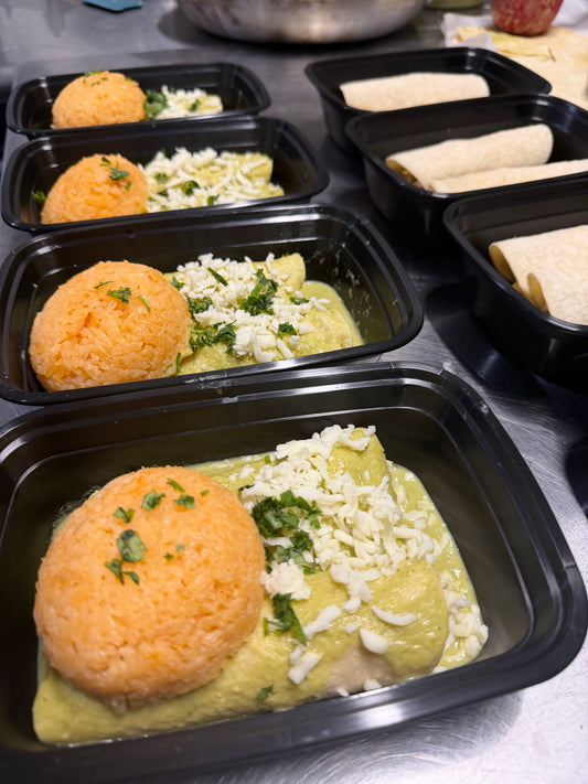 Chili Verde Chicken Enchiladas