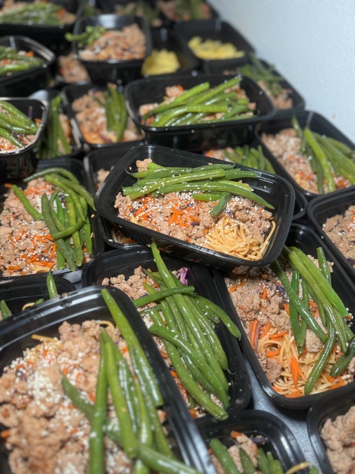 Protein-packed Lo Mein with tender noodles, veggies, eggs, and savory sauce from Fresno meal prep