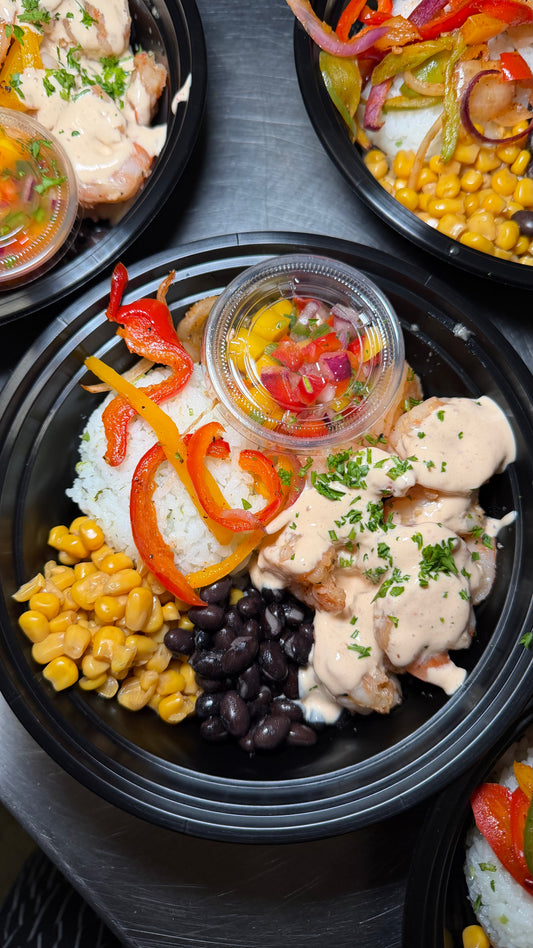 Creamy Chipotle Shrimp Burrito Bowls